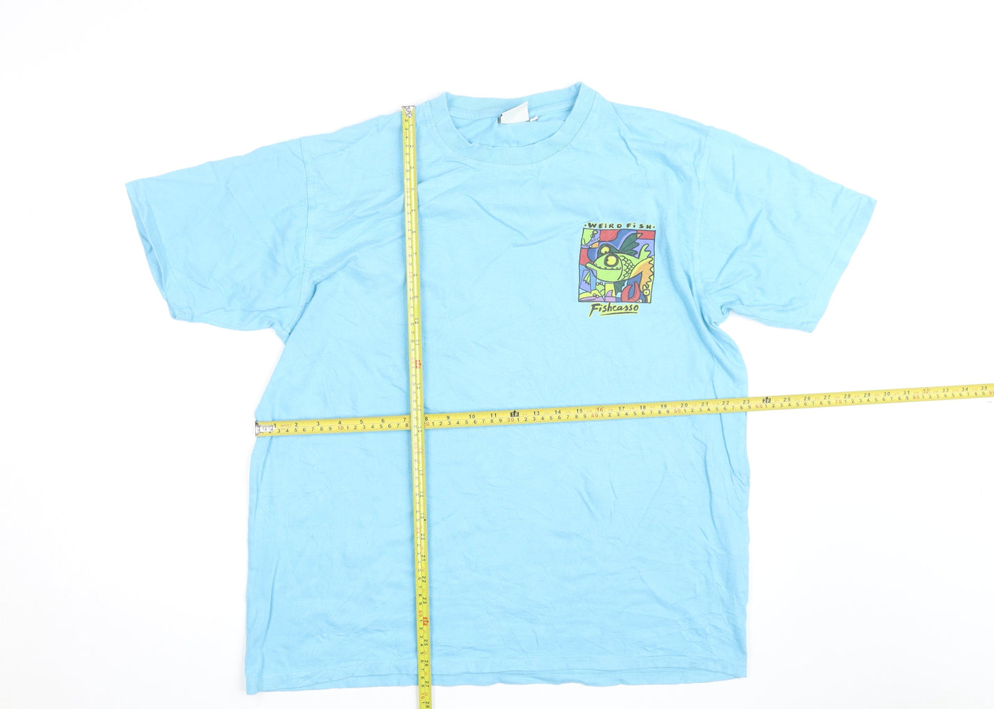 Weird Fish Men's Blue Fishcasso Graphic Cotton T-Shirt Size L
