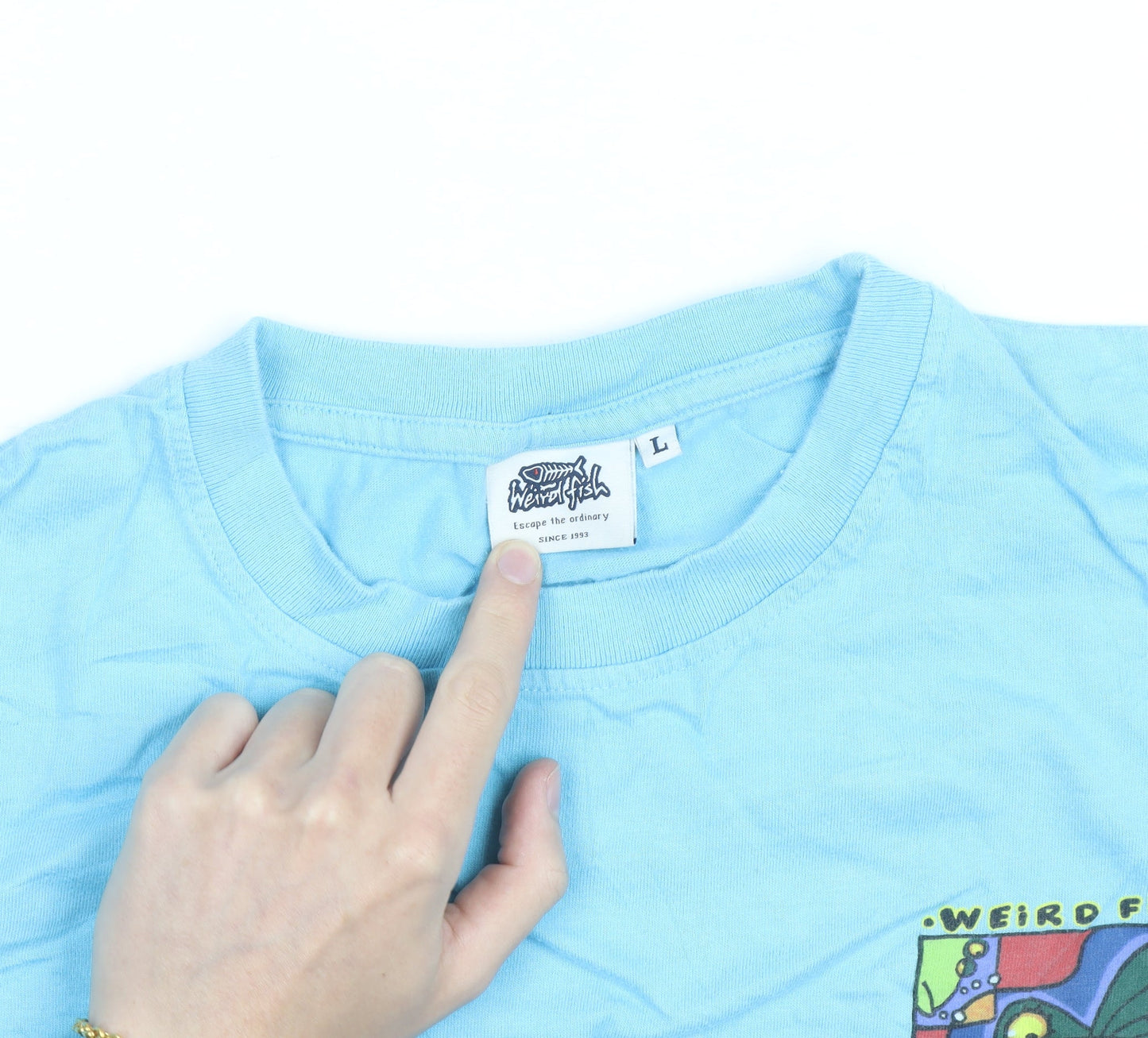 Weird Fish Men's Blue Fishcasso Graphic Cotton T-Shirt Size L
