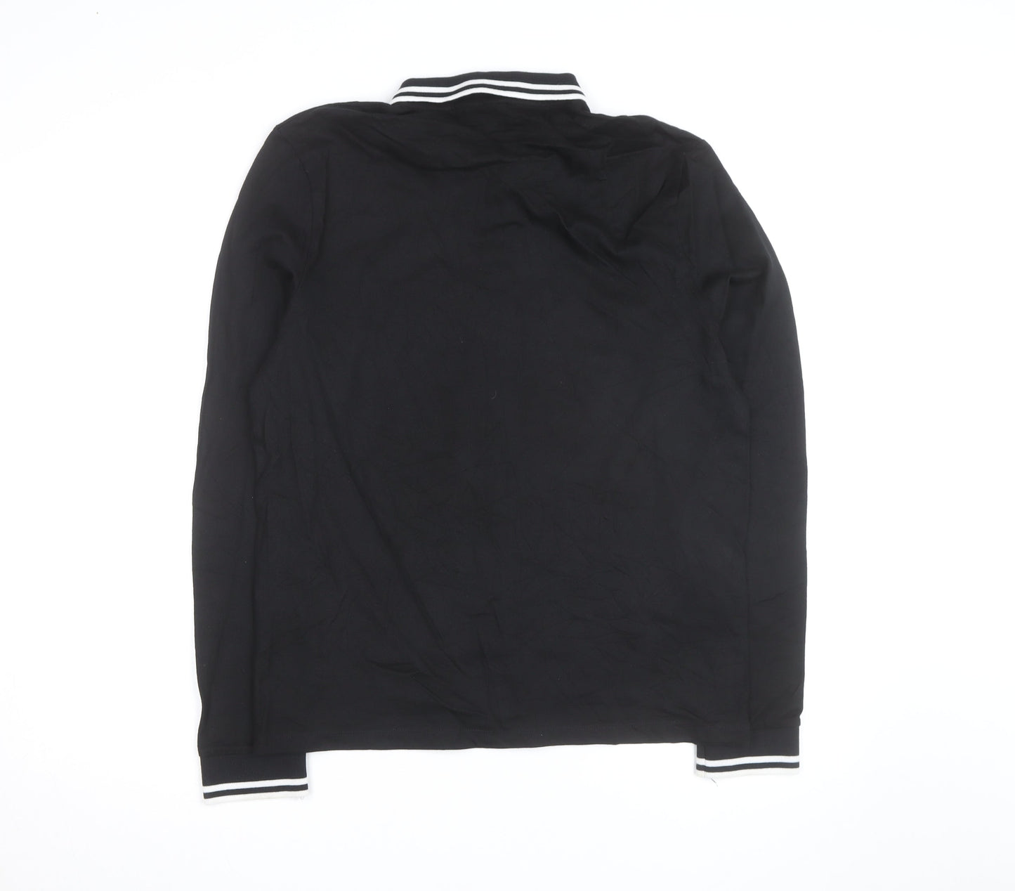 ASOS Design Men's Black Long Sleeve Polo Shirt Size L Cotton Classic Fit