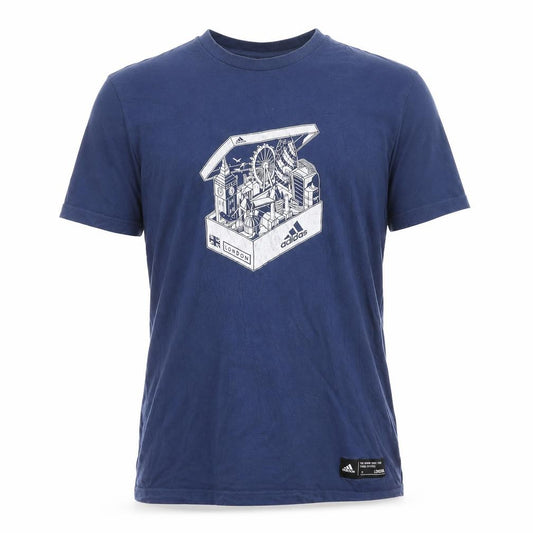 Adidas Men's Blue London Graphic Short Sleeve Cotton T-Shirt M