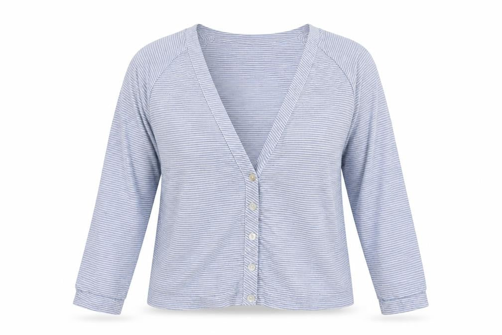 Cath Kidston Women's Blue Striped Long Sleeve Cotton Button-Up Top L