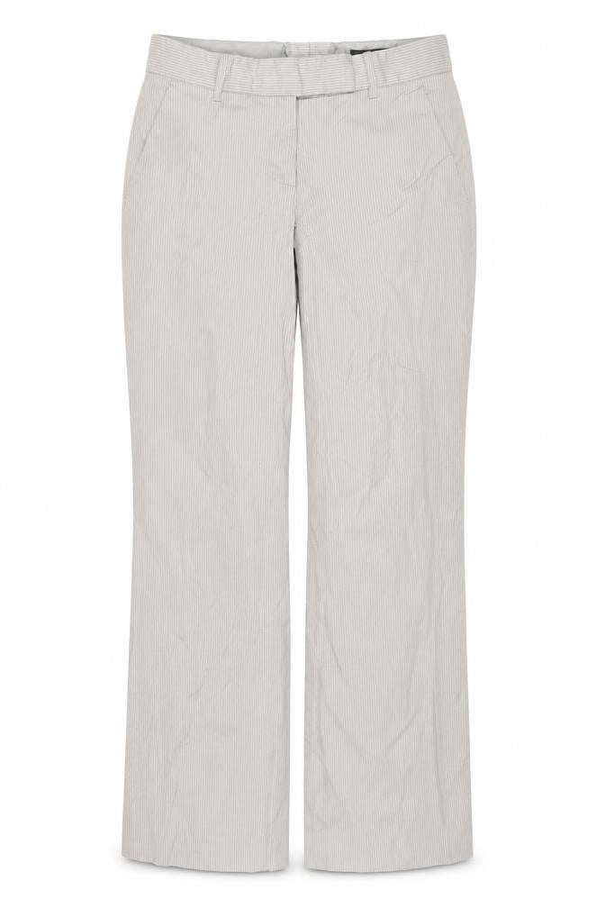 H&M Women's Beige Striped Regular Fit Cotton Blend Trousers Size 6