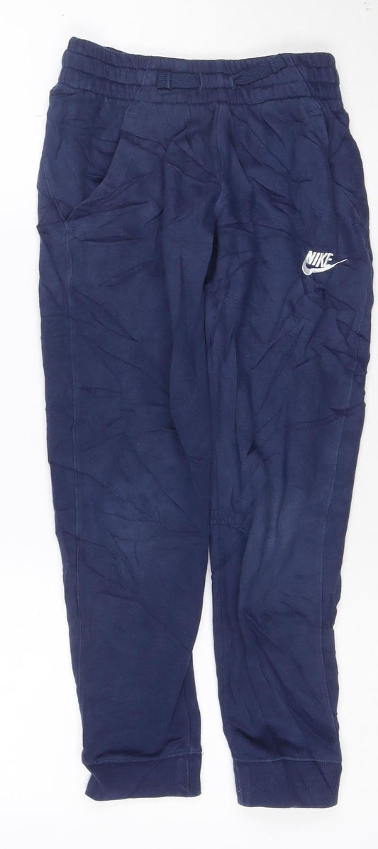 Nike Boys Blue Jogger Sweatpants Small 128-137cm Cotton Blend Activewear