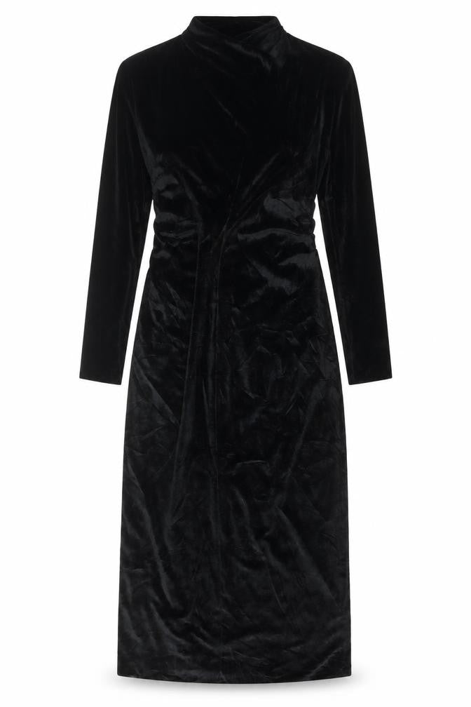 Zara Women Black Velvet Long Sleeve Maxi Wrap Dress L