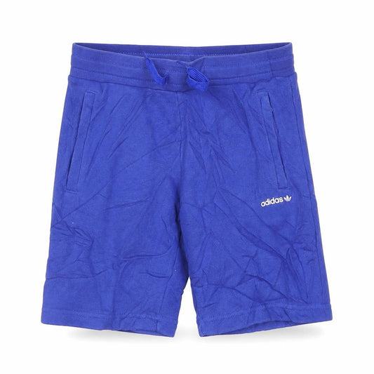 Adidas Boys Blue Sweat Shorts 8-9 Years Regular Fit Cotton Blend Gym Active