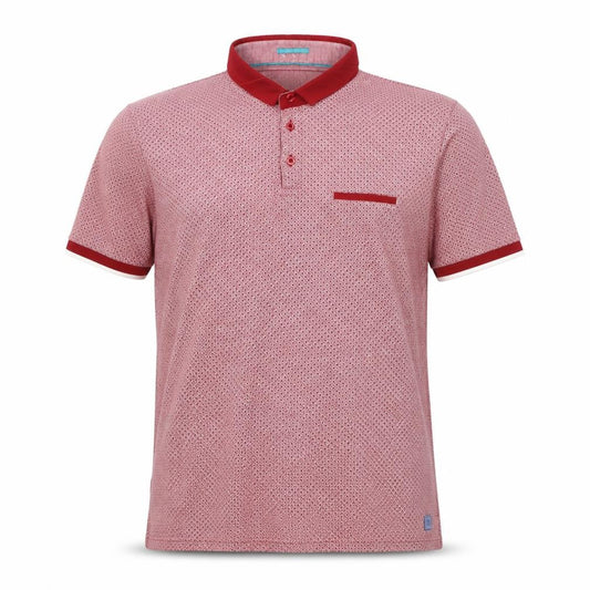 Remus Uomo Jeans Mens Red Geometric Pattern Polo Shirt XL