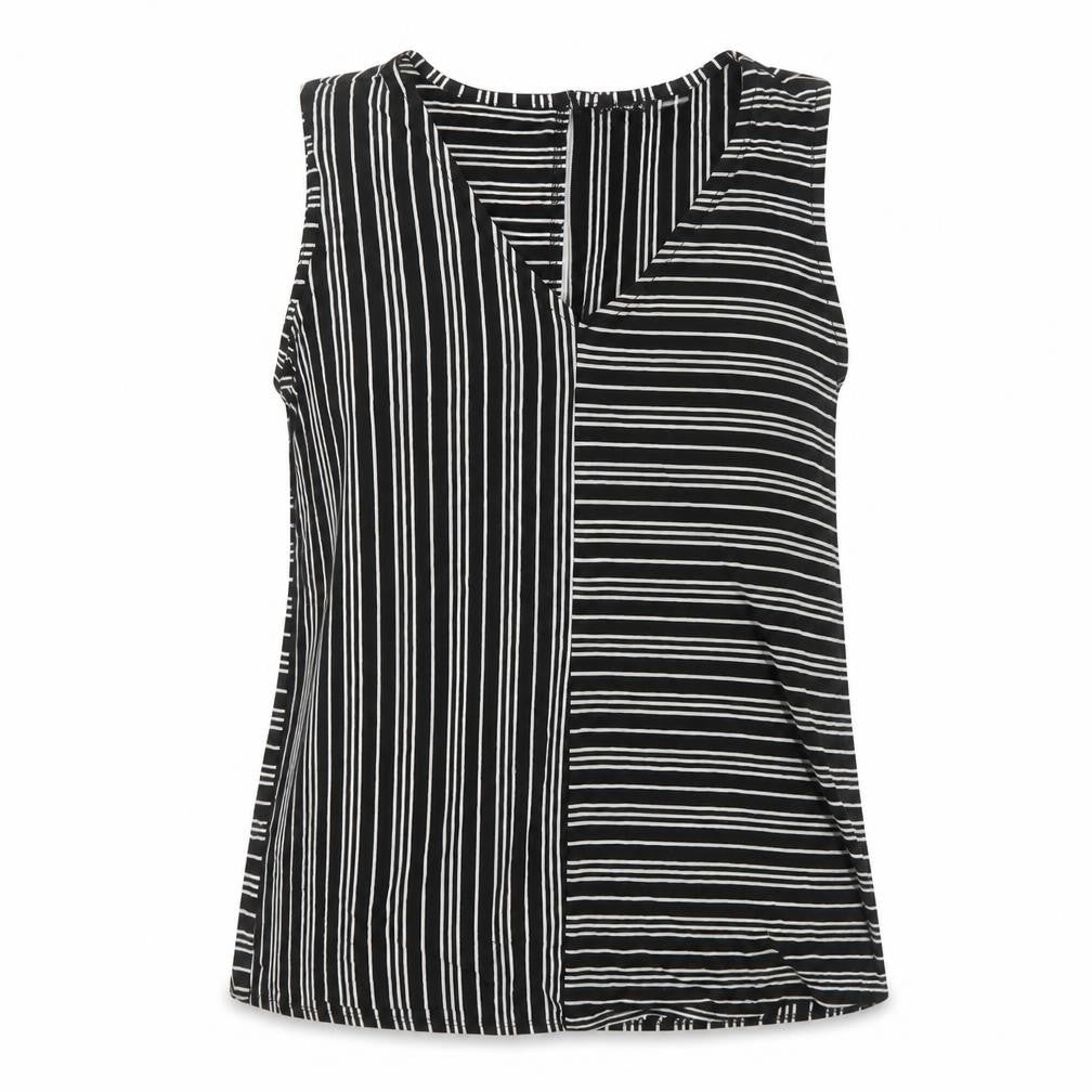 Roman Women’s Black Striped Sleeveless Jersey Tank Top Size 12