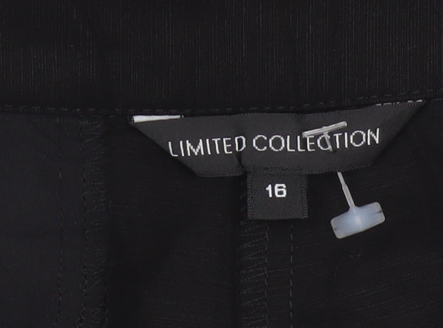 Marks and Spencer Women Black Linen Blend Capri Trousers Size 16