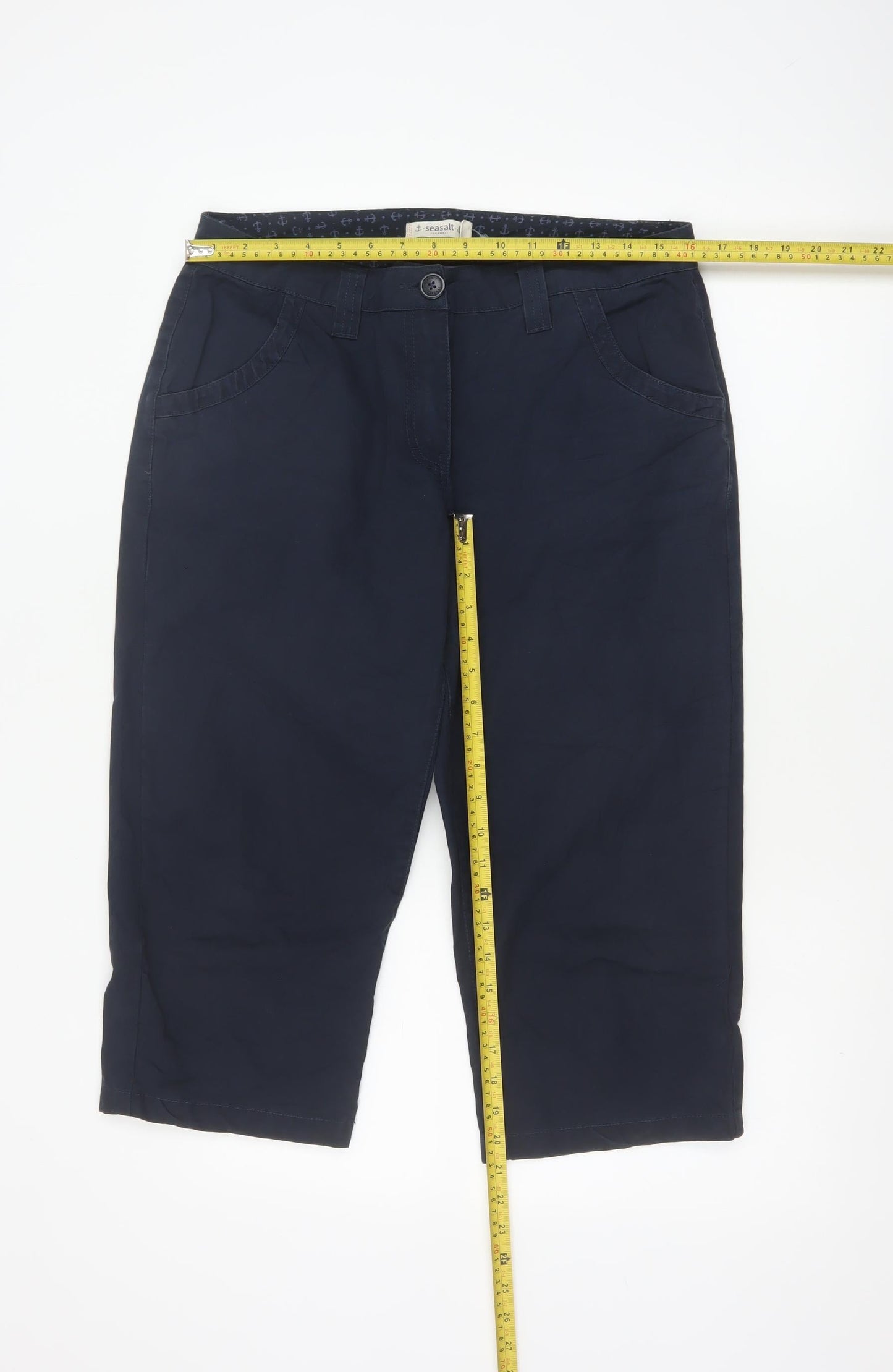 Seasalt Cornwall Women's Blue Cotton Capri Trousers Size 12