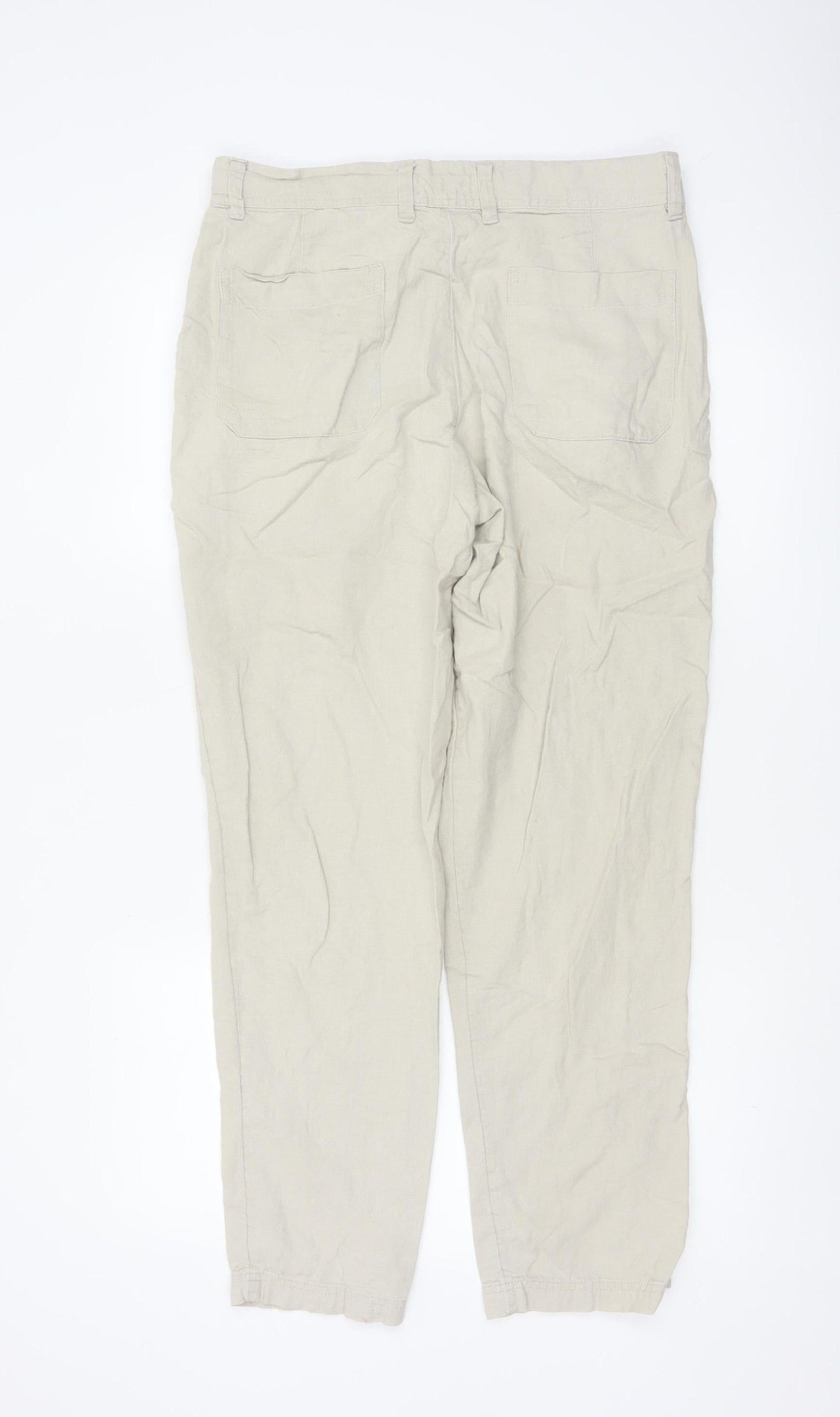 Marks and Spencer Men's Beige Linen Blend Chino Trousers 32W 31L Regular Fit