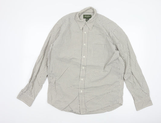 Eddie Bauer Men's White Check Cotton Button-Up Shirt Size S