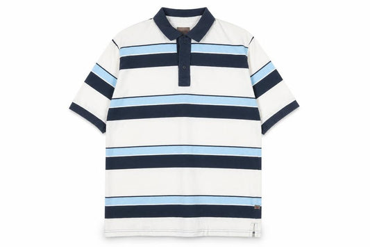 Remus Uomo Men's Blue Striped Cotton Polo Shirt XL