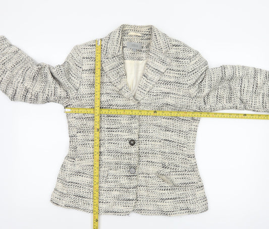 Marks and Spencer Women Beige Bouclé Blazer Size 10 Single-Breasted