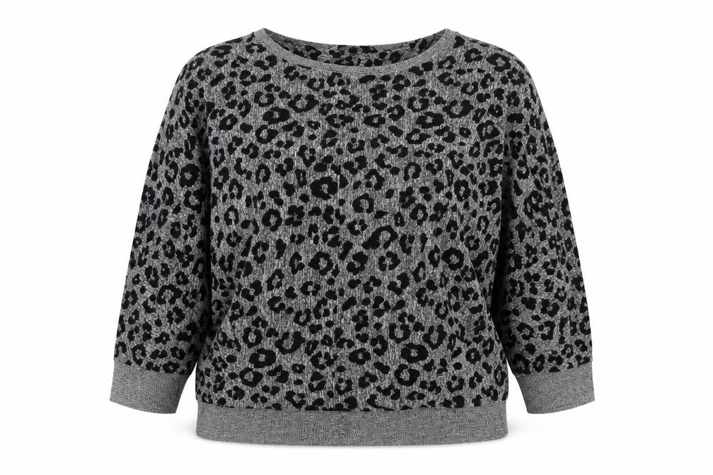 Next Women’s Grey Leopard Print Relaxed Jersey Top Size 14