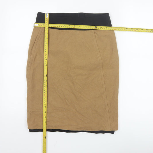 DKNY Women Beige Wool Pencil Skirt Size 6 Knee Length