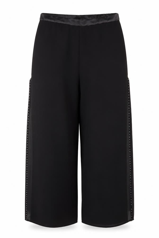 Front view of Roman Originals Women Black, size 12, Wide-Leg Studded Trousers