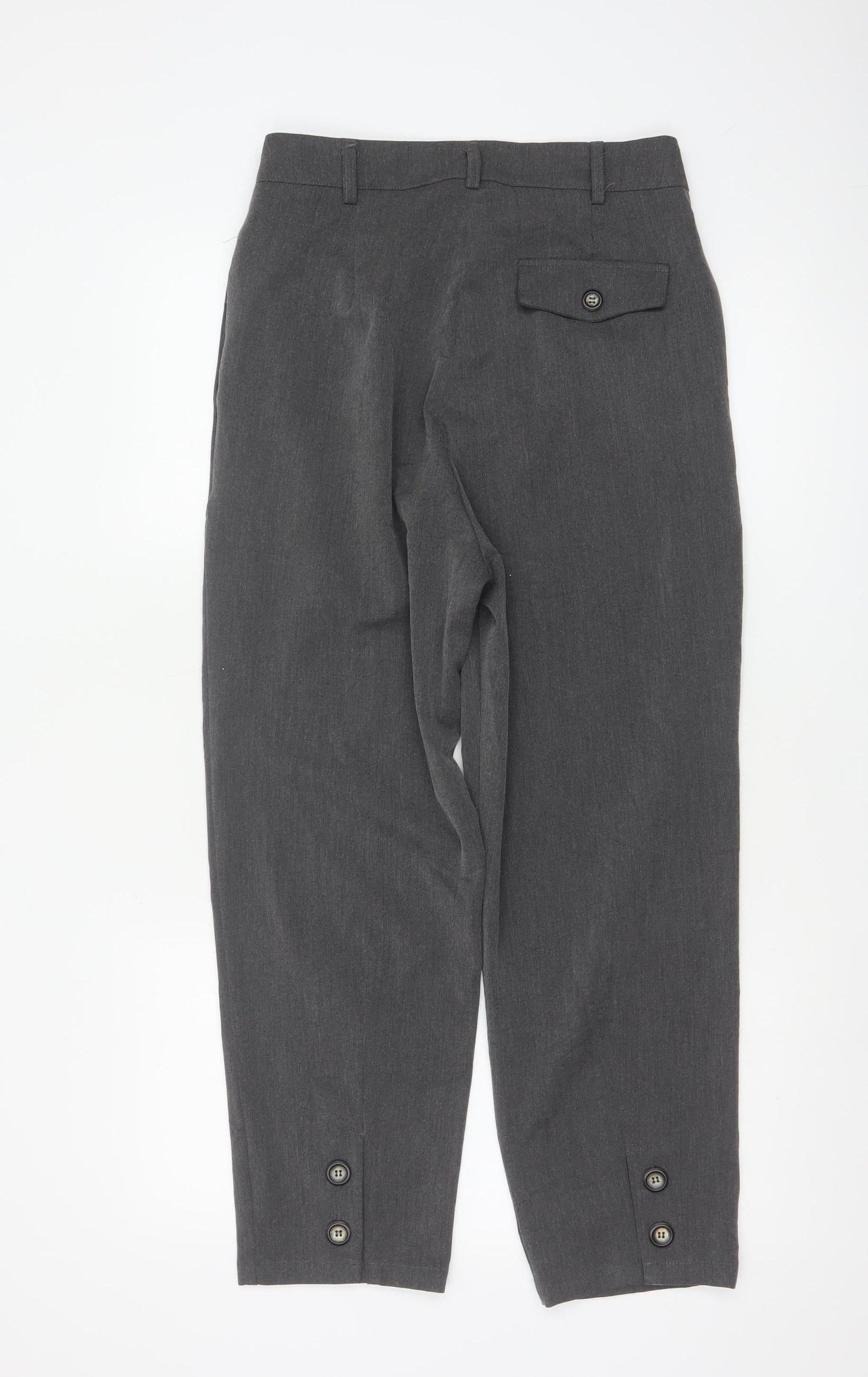 VNOOK Women Grey Chino Trousers L High Rise Pleated Tapered