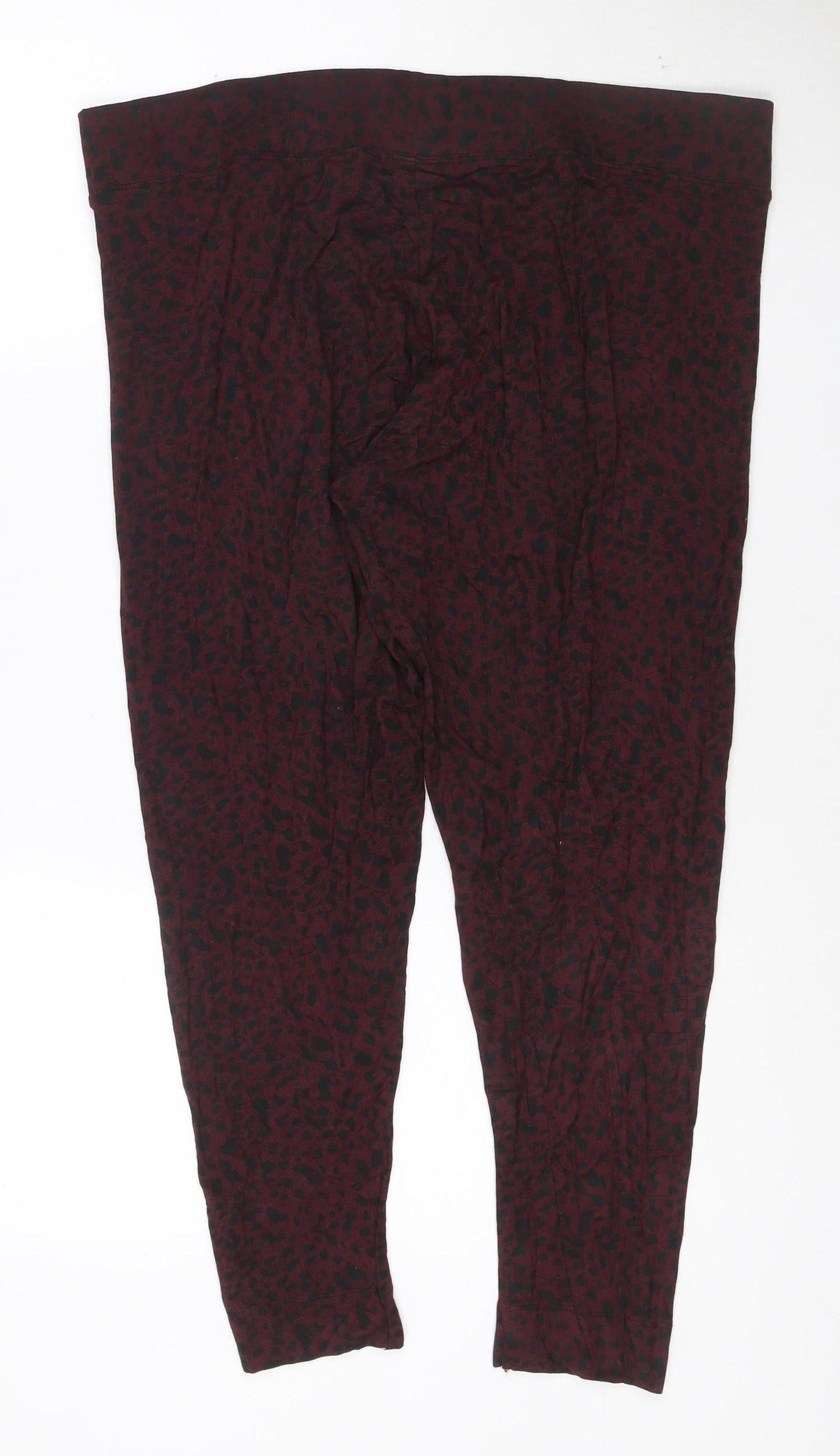 Marks and Spencer Women Burgundy Animal Print Viscose Stretch Leggings Size 20
