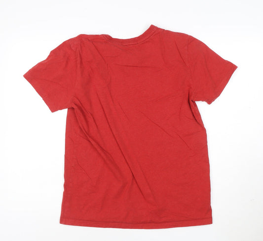 Fred Perry Men's Red Cotton Crew Neck Short Sleeve T-Shirt M