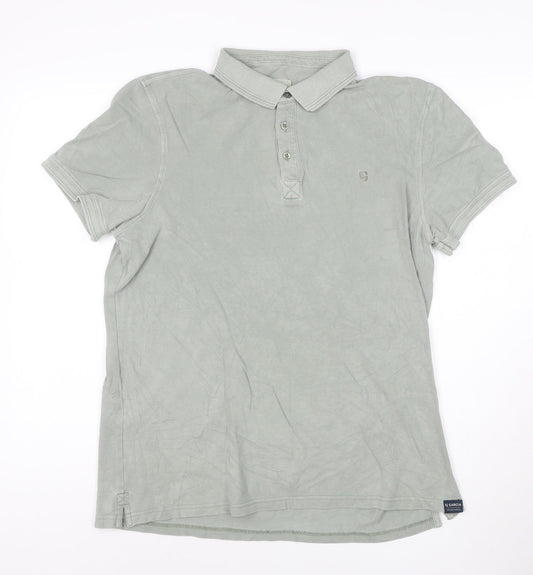 Garcia Men's Grey Cotton Polo Shirt Size L Short Sleeve Casual