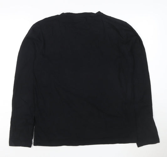 Calvin Klein Men Black Long Sleeve Cotton Logo T-Shirt M