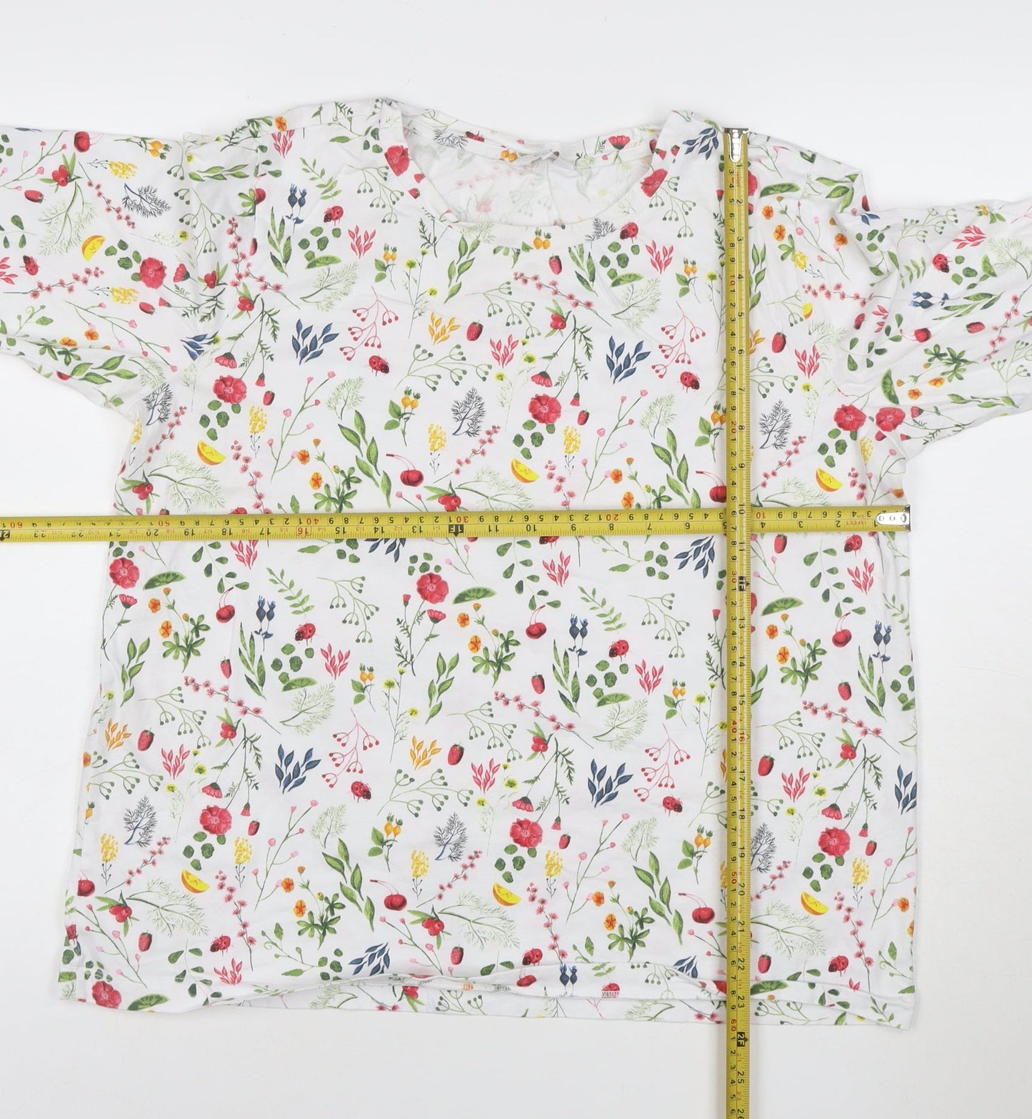 Coloin Traders Womens Multicoloured Floral Print Cotton T-Shirt Size 18