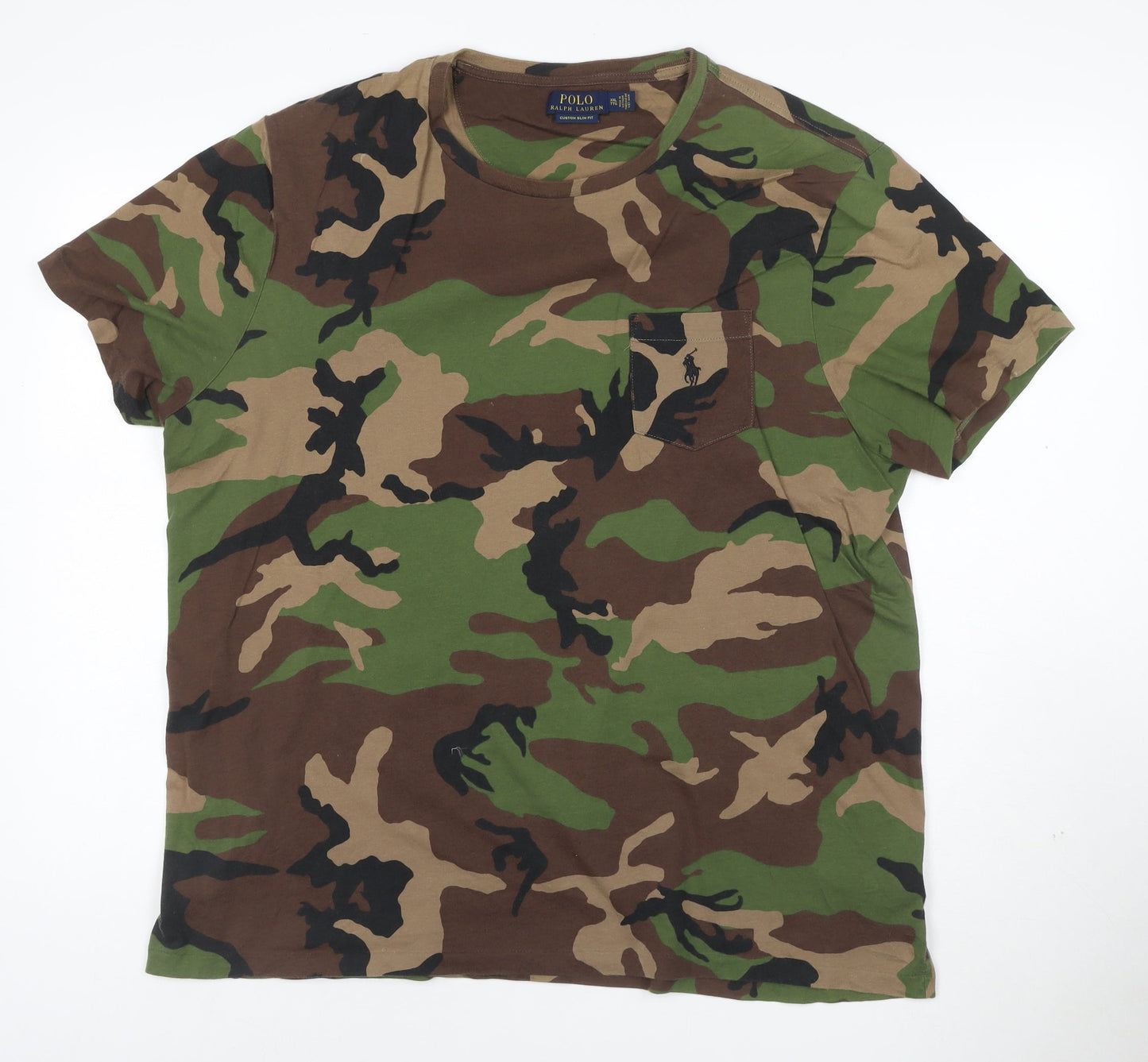 Ralph Lauren Polo Mens Camouflage Green XXL Custom Slim Fit T-Shirt