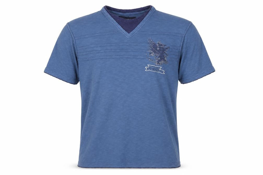 No Fear Men’s Blue V-Neck Dragon Graphic T-Shirt Size L