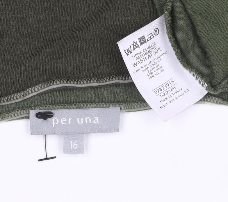 Per Una Women’s Green Tunic Blouse Size 16 V-Neck Jersey Top