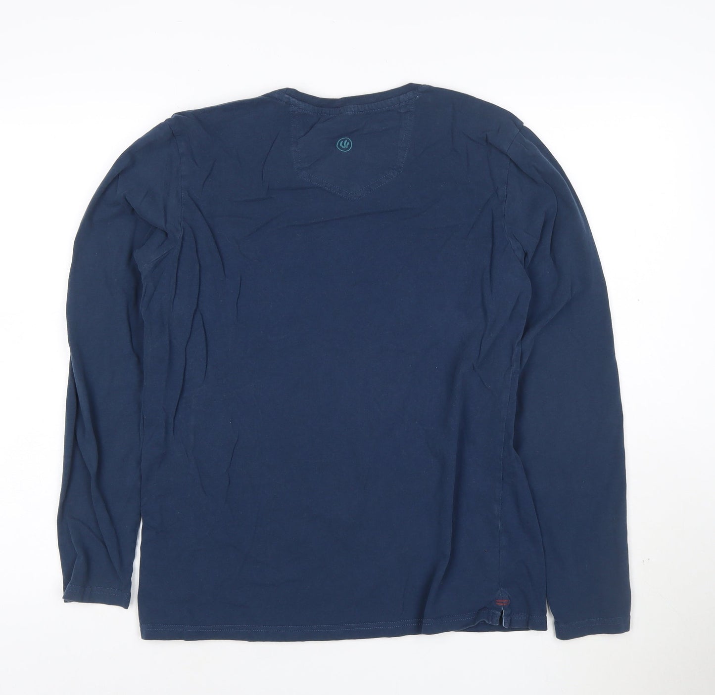 Fat Face Men's Blue Retro Stripe Long Sleeve Cotton T-Shirt Size S