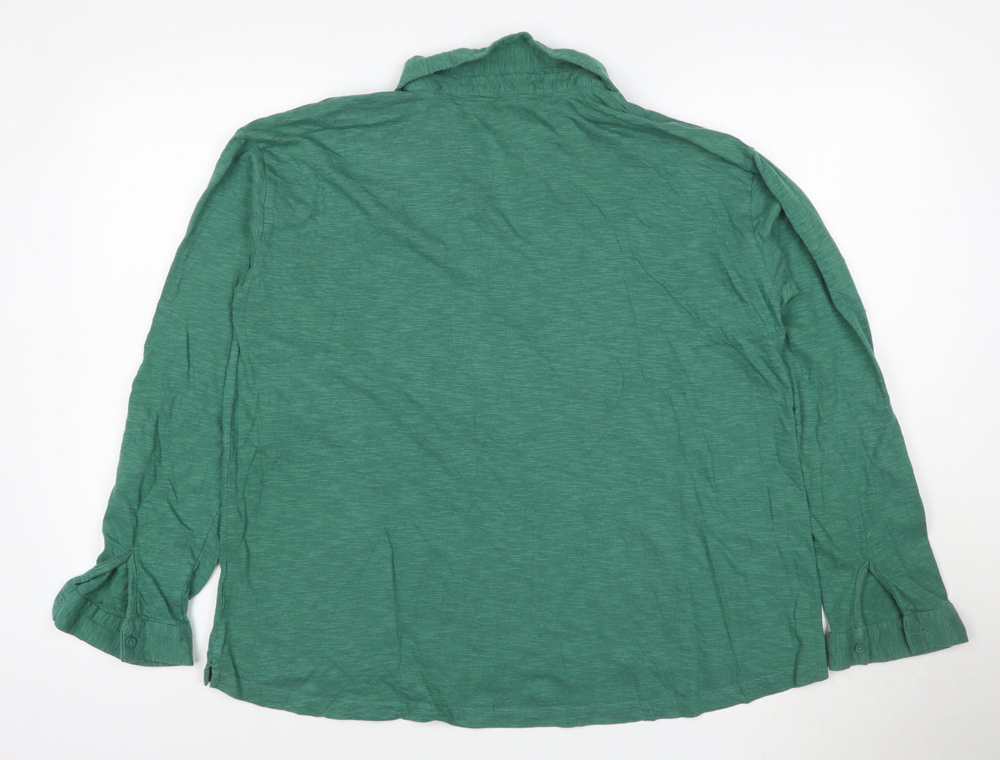 FatFace Women Green Organic Cotton Long Sleeve Collared Shirt Size 16
