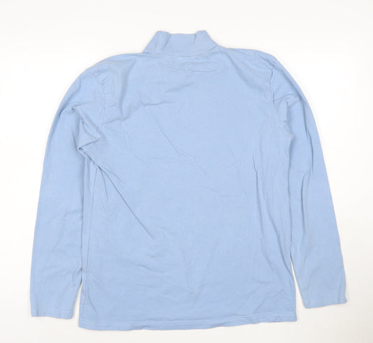 Atlas For Men Blue Long Sleeve High Neck Cotton T-Shirt Men's Small