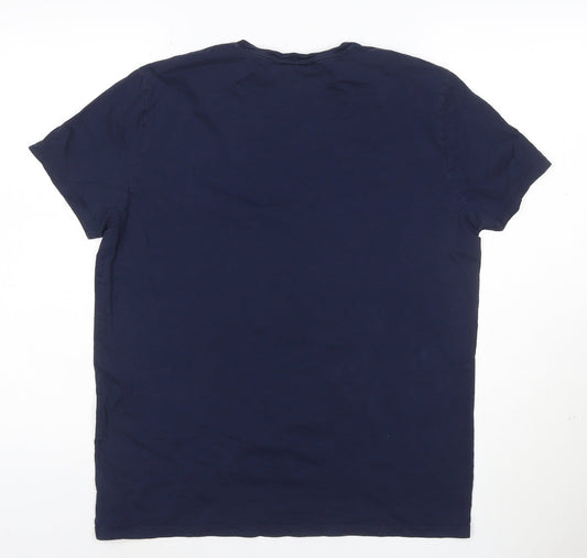 Lacoste Men's Blue Regular Fit V-Neck Cotton T-Shirt Size S
