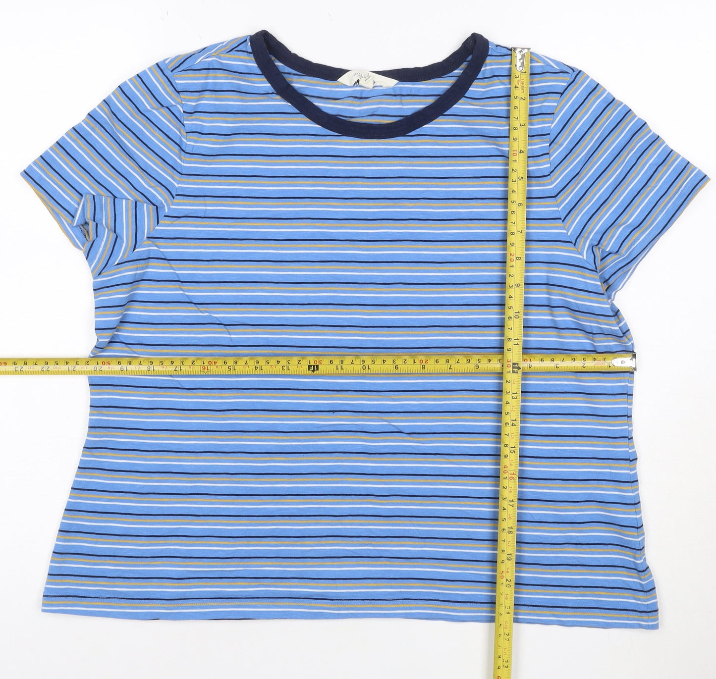 Seasalt Cornwall Womens Blue Striped Organic Cotton T-Shirt UK 16
