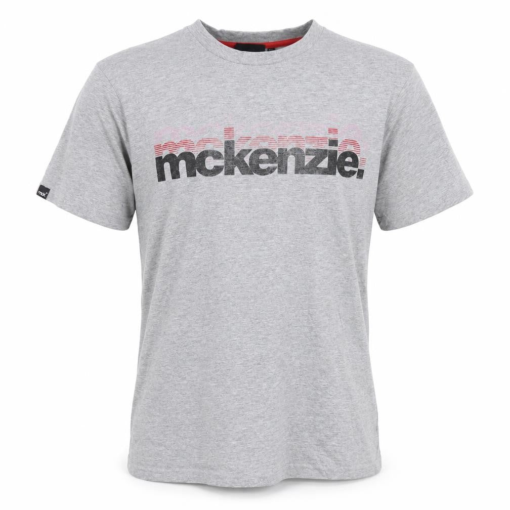 McKenzie Men’s Grey Logo Crew Neck Short Sleeve Cotton T-Shirt M