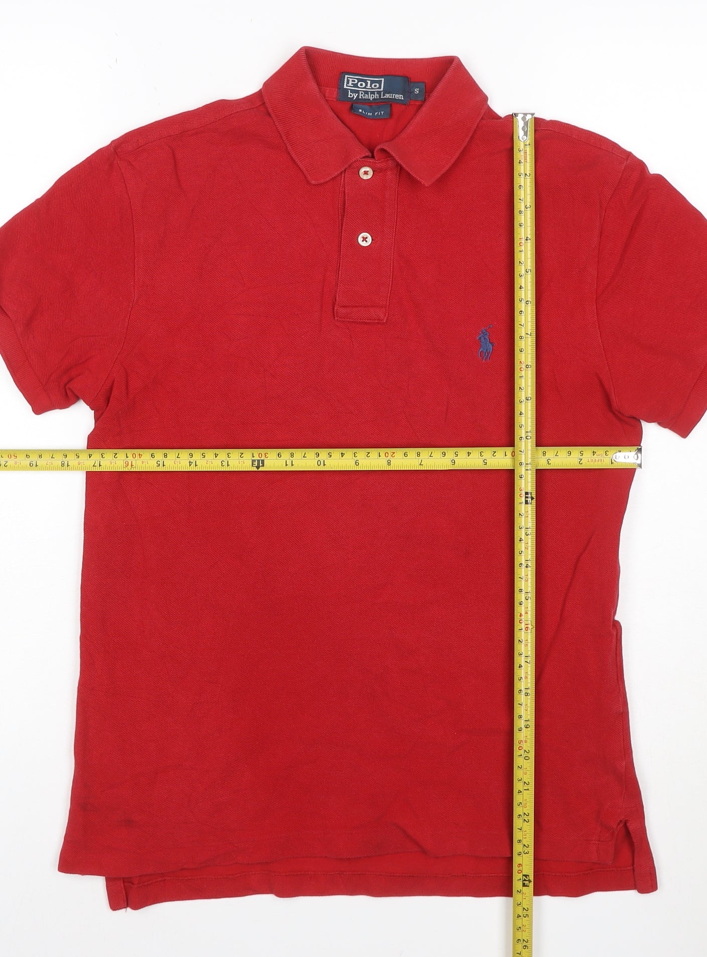 Ralph Lauren Men's Red Slim Fit Cotton Polo Shirt Size S