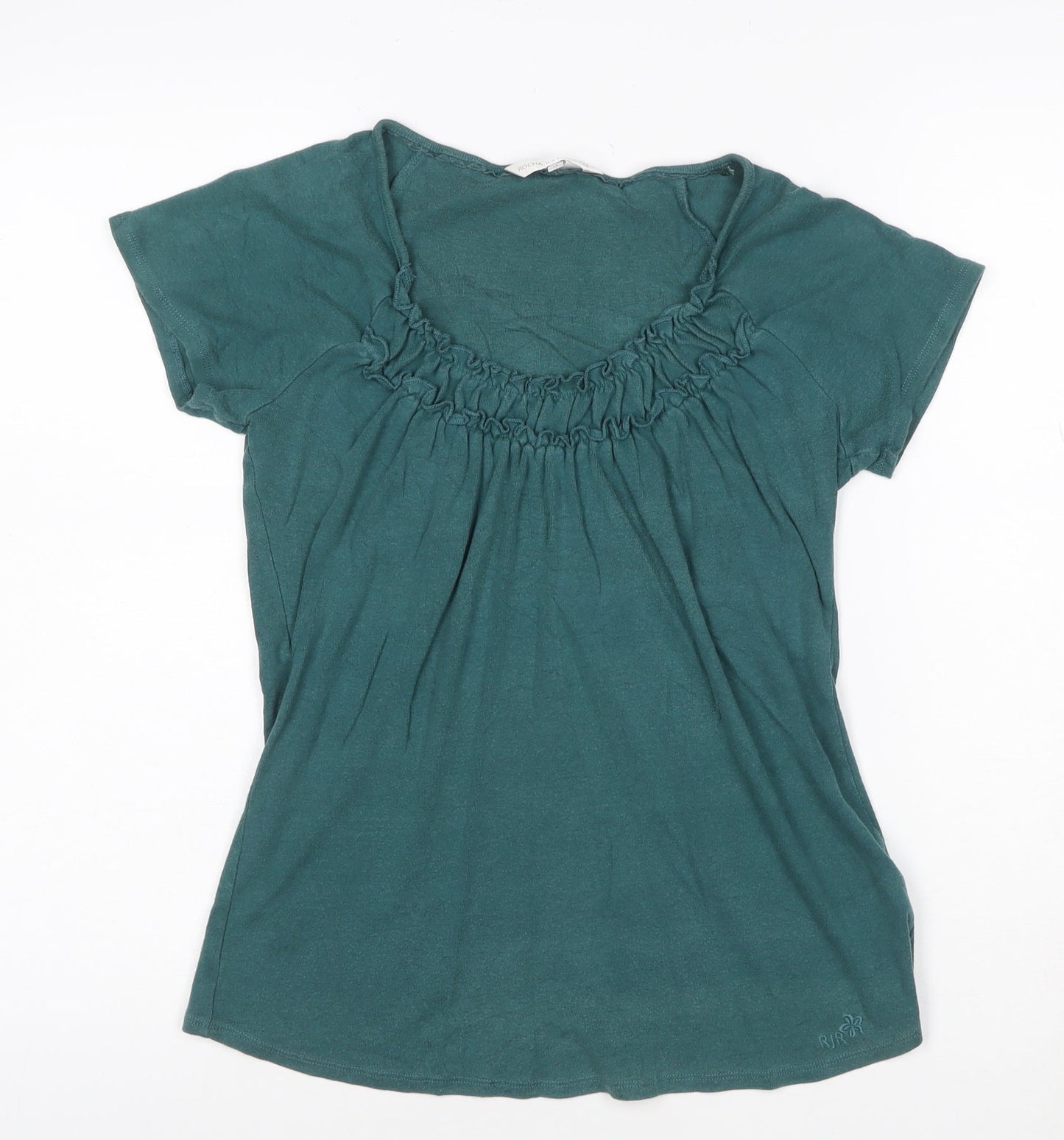 John Rocha Women’s Green Size 14 Ruffle Scoop Neck Tunic T-Shirt