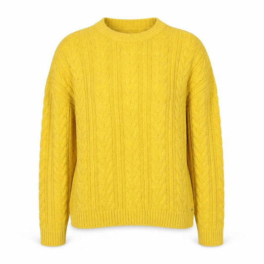 Superdry Women's Yellow Cable-Knit Cotton Pullover Jumper Size 4
