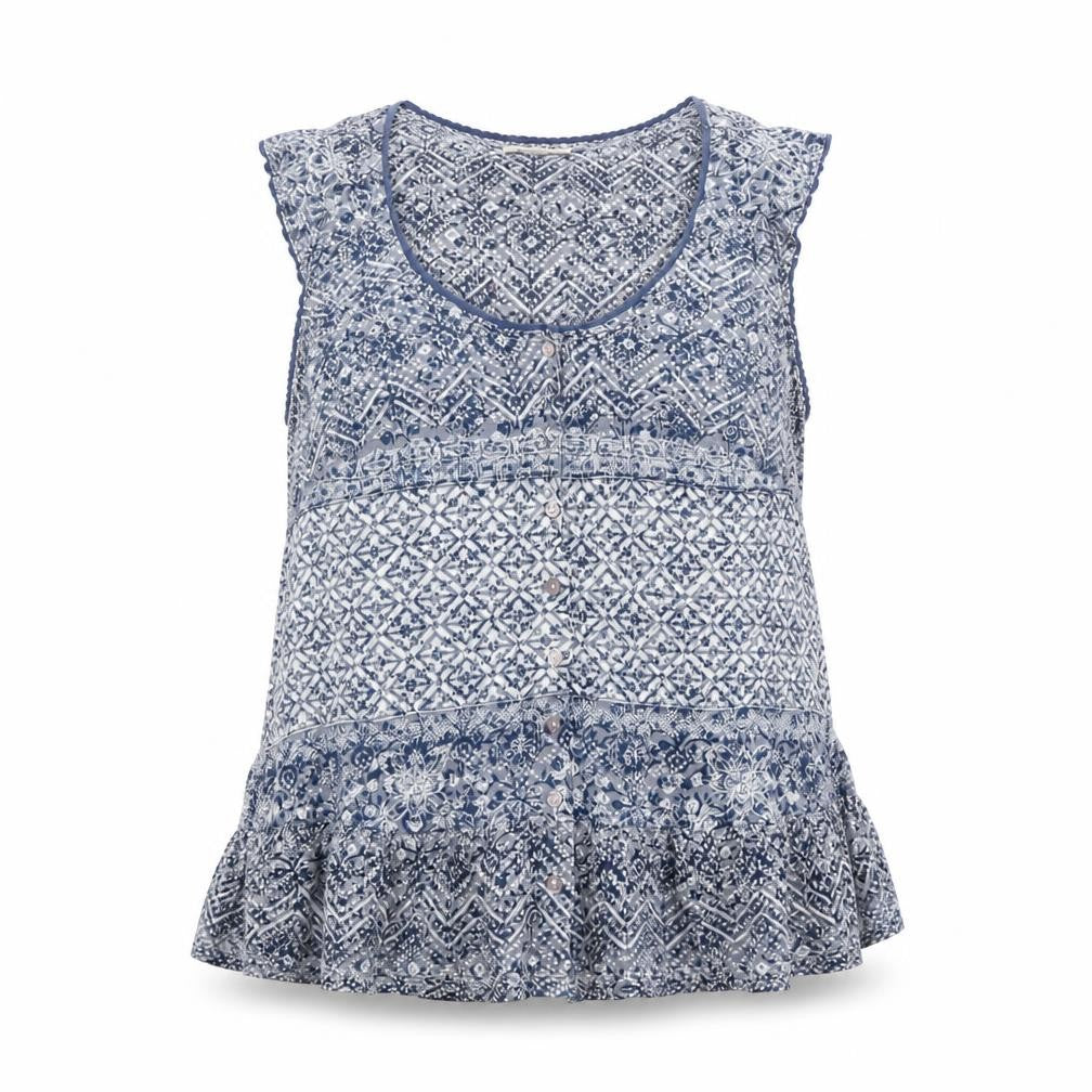 Marks and Spencer Womens Blue Sleeveless Blouse UK 20 Cotton Blend
