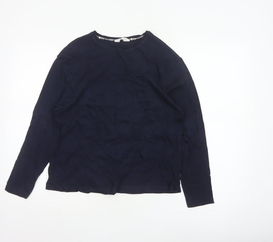 Marks & Spencer Women Blue Cotton Long Sleeve Pyjama Top M