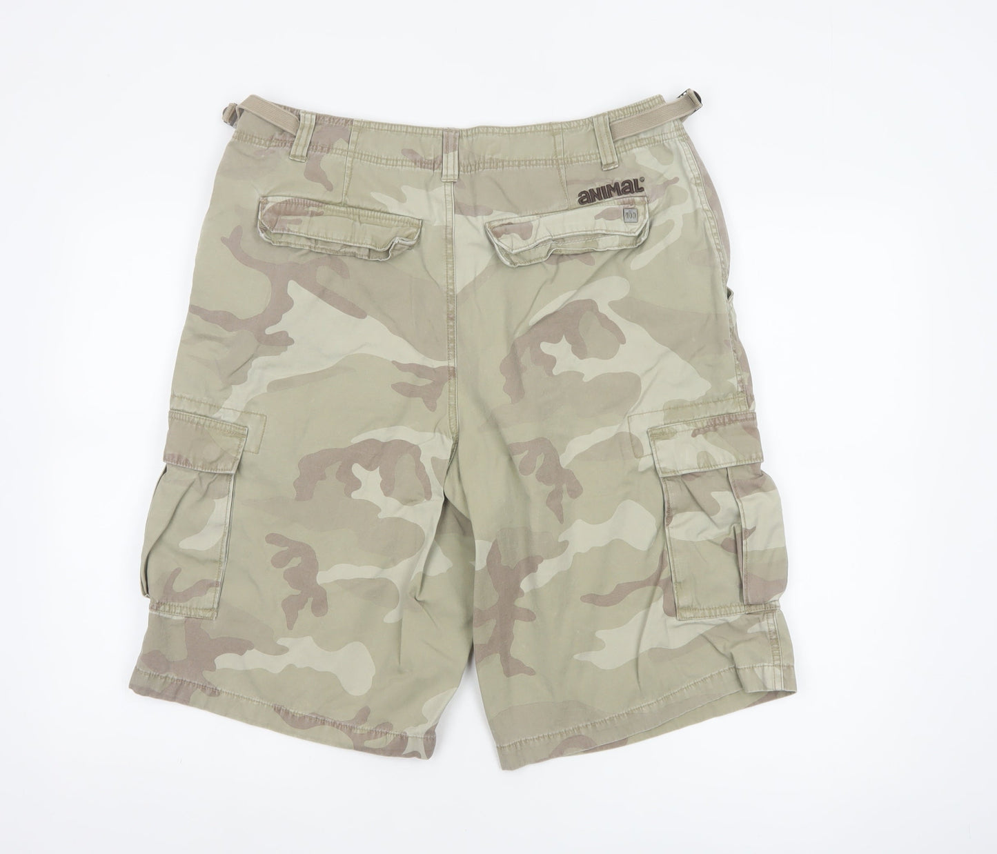 Animal Men's Beige Camouflage Cargo Shorts L Cotton Outdoor