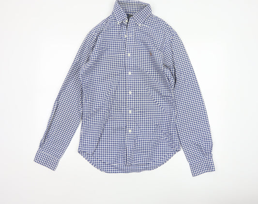 Ralph Lauren Men's Blue Check Slim Fit Long Sleeve Button-Up Shirt S