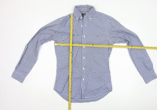 Ralph Lauren Men's Blue Check Slim Fit Long Sleeve Button-Up Shirt S