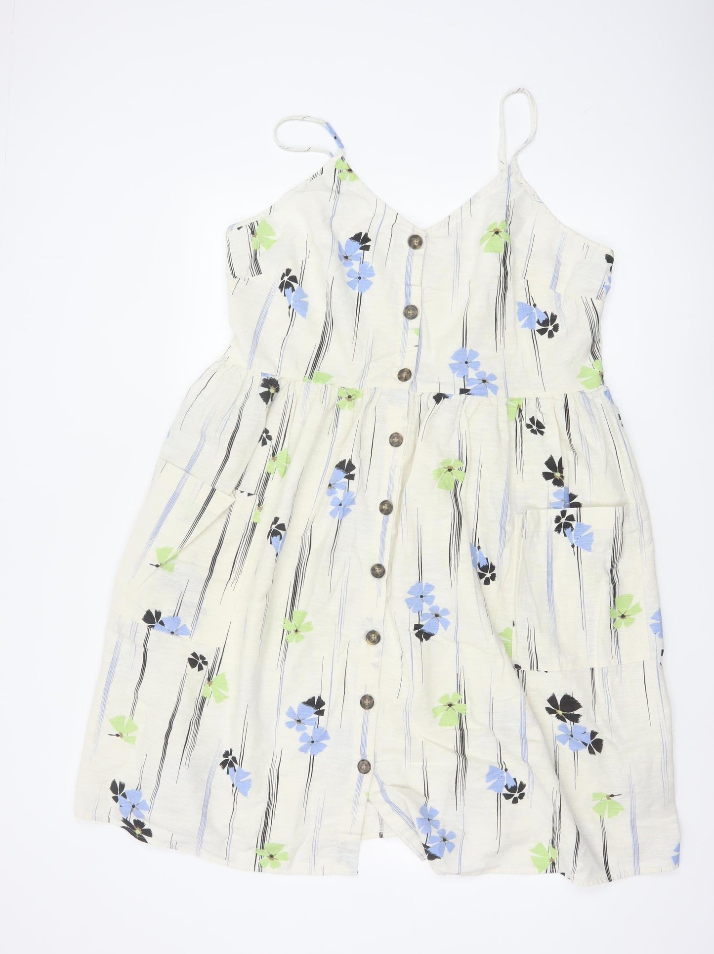 Marks and Spencer Per Una Women’s Ivory Floral A-Line Summer Dress Size 18