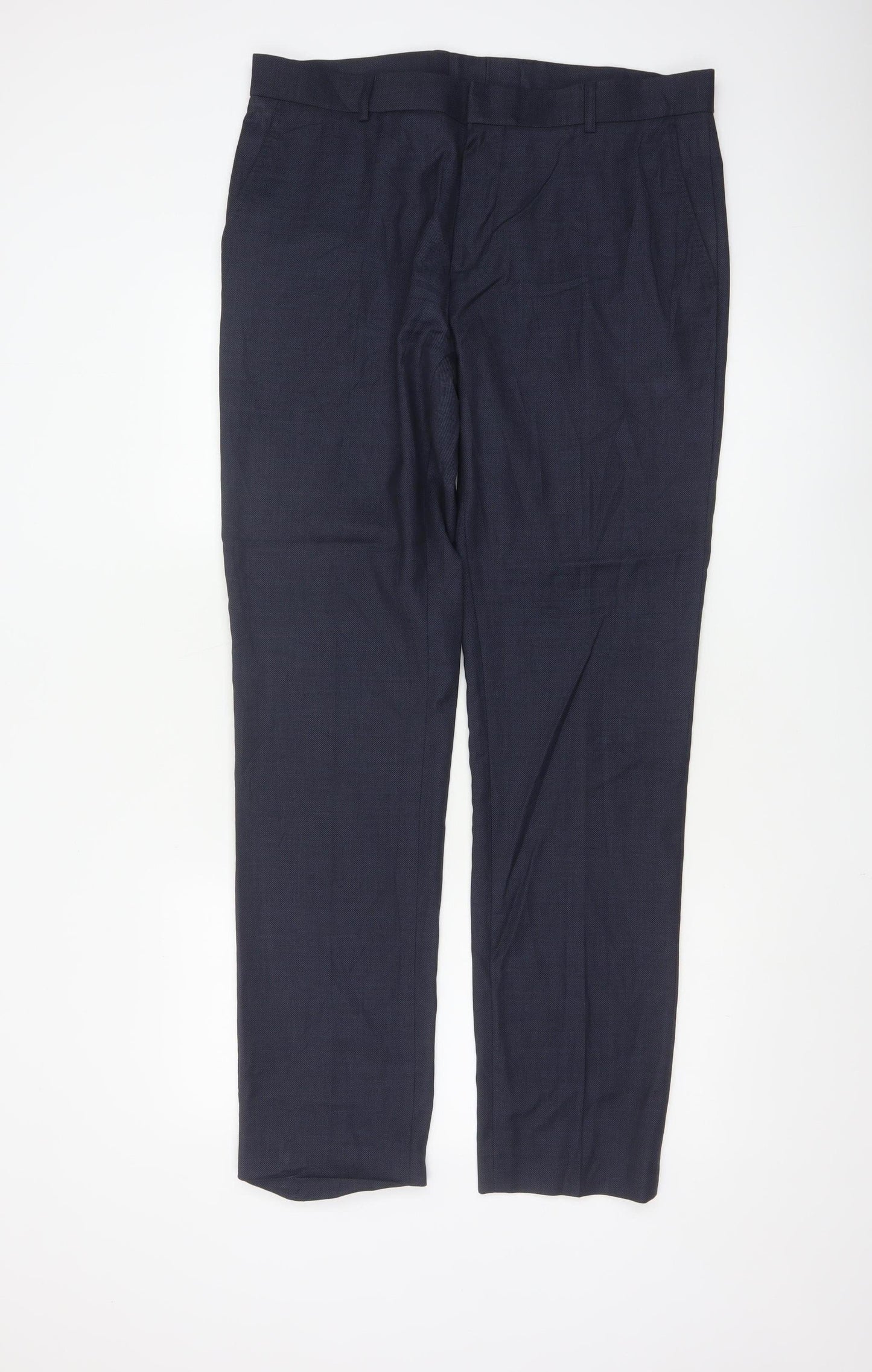 Topman Men’s Navy Blue Wool Blend Dress Trousers Size 36L