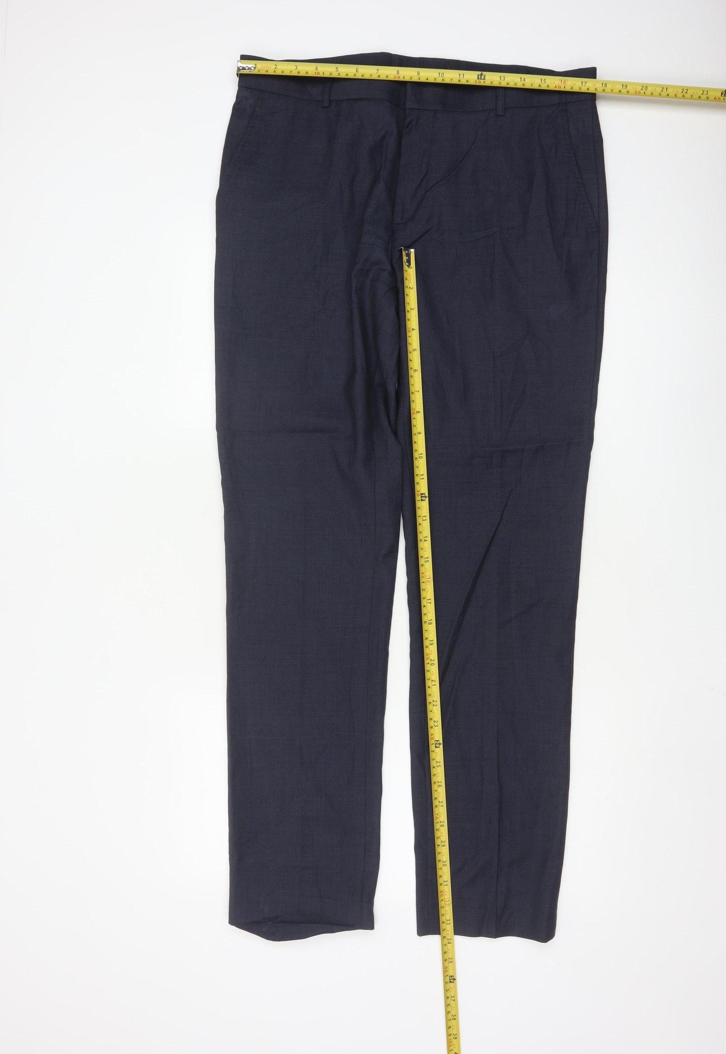 Topman Men’s Navy Blue Wool Blend Dress Trousers Size 36L