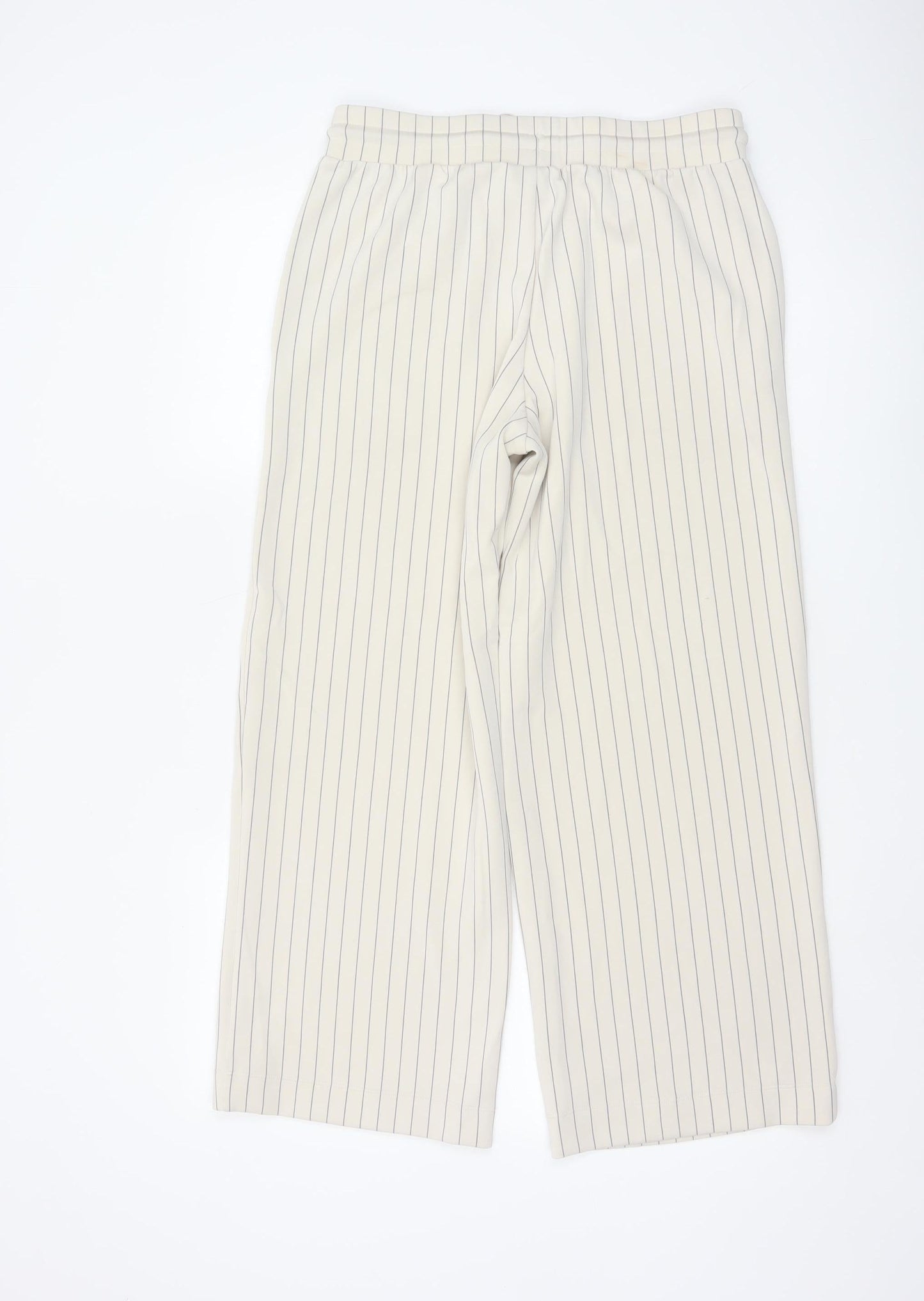 Marks and Spencer Womens Beige Striped Wide-Leg Trousers Size 12