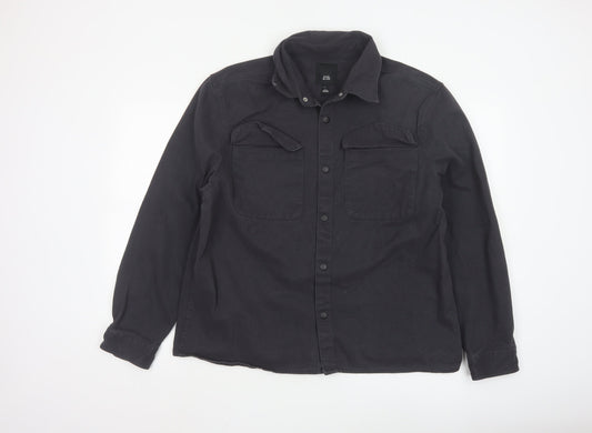 River Island Men's Black Cotton Twill Casual Jacket L