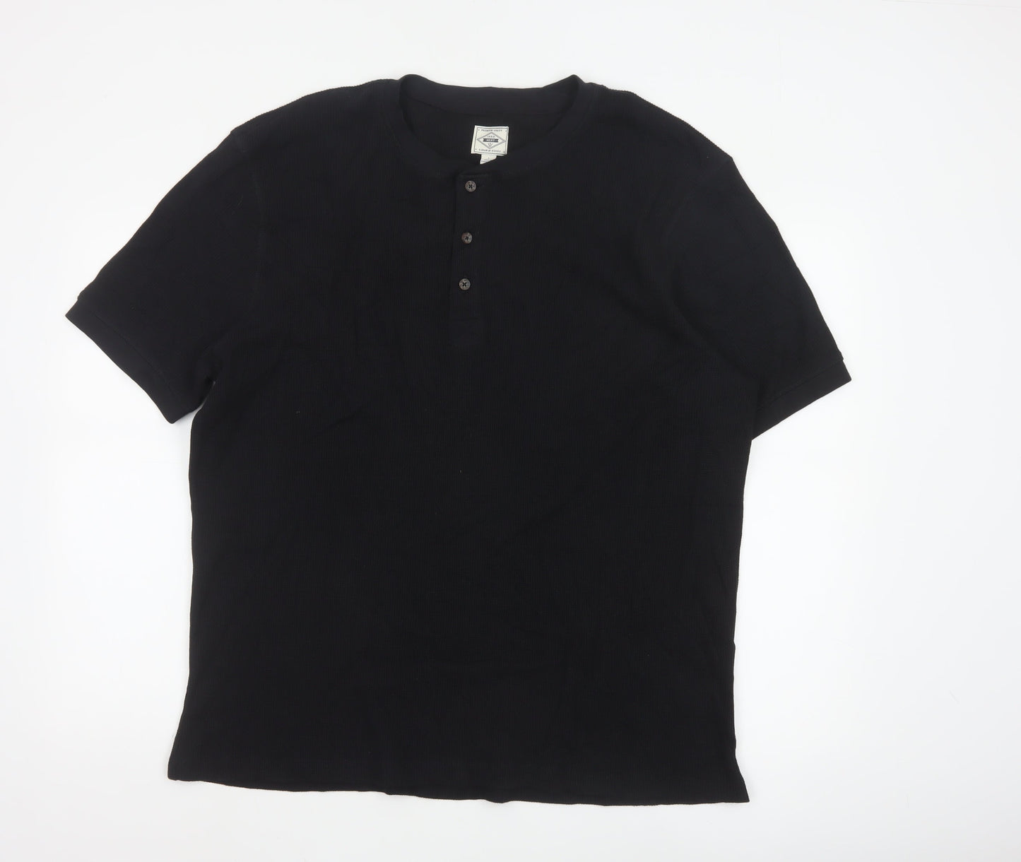 Next Men’s Black Henley Short Sleeve Cotton T-Shirt Size L