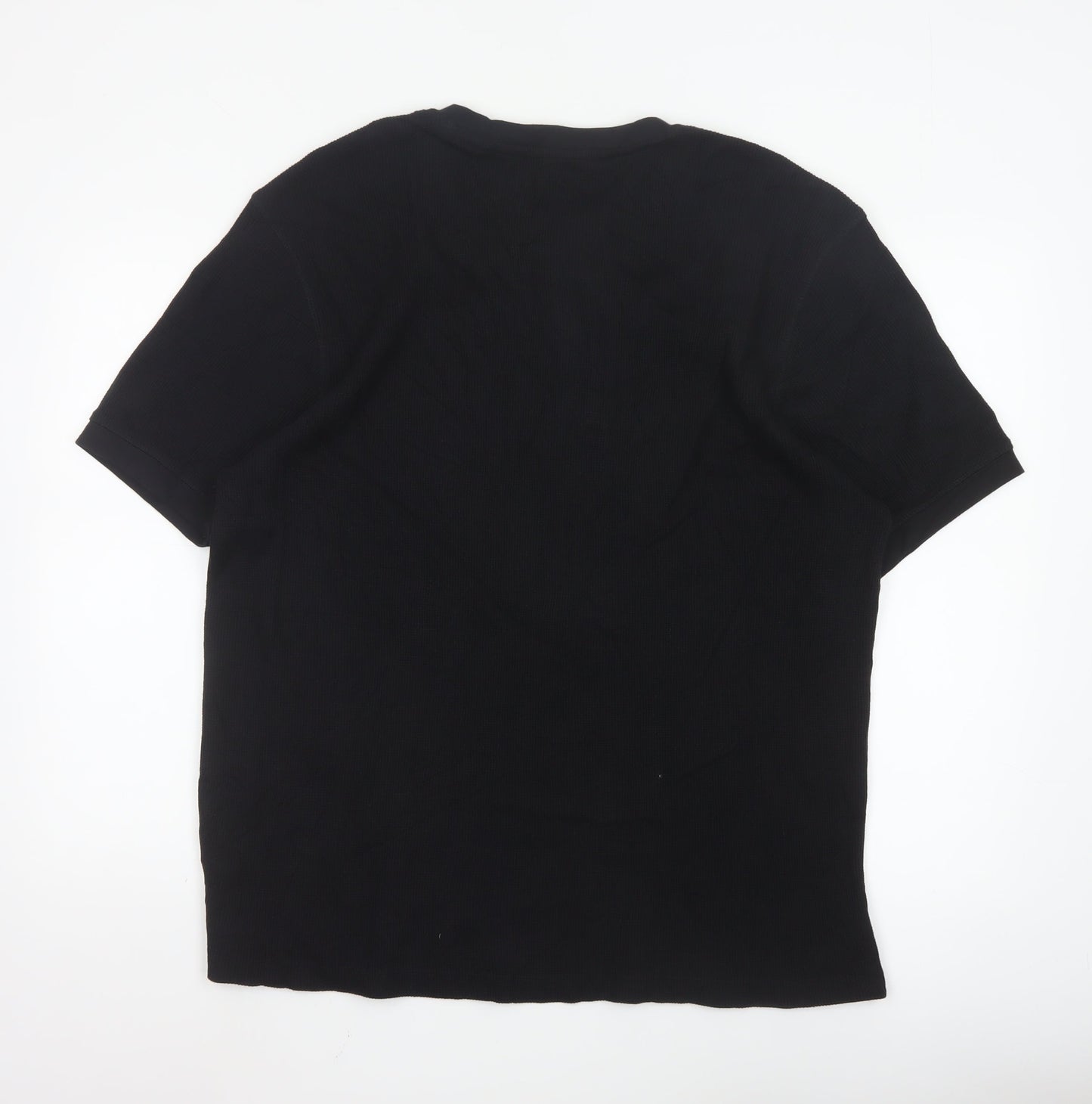 Next Men’s Black Henley Short Sleeve Cotton T-Shirt Size L